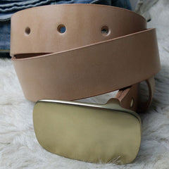 Beige Handmade Leather Mens Belt Leather Belt for Men - iwalletsmen