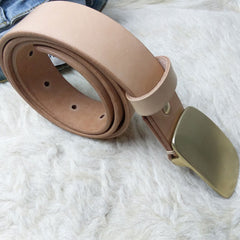 Beige Handmade Leather Mens Belt Leather Belt for Men - iwalletsmen