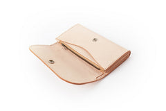 Beige Handmade Leather Mens Long Wallet Bifold Clutch Wallets Long CellPhone Wallet For Men - iwalletsmen