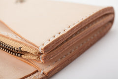 Beige Handmade Leather Mens Long Wallet Bifold Clutch Wallets Long CellPhone Wallet For Men - iwalletsmen