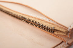 Beige Handmade Leather Mens Long Wallet Bifold Clutch Wallets Long CellPhone Wallet For Men - iwalletsmen