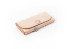 Beige Handmade Leather Mens Long Wallet Bifold Clutch Wallets Long CellPhone Wallet For Men - iwalletsmen
