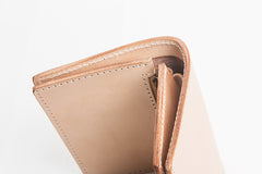 Beige Leather Mens Vertical billfold Wallet Front Pocket Wallet Bifold Handmade Small Wallets For Men - iwalletsmen