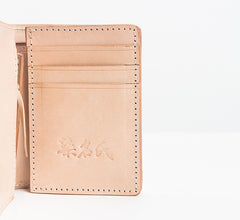 Beige Leather Mens Vertical billfold Wallet Front Pocket Wallet Bifold Handmade Small Wallets For Men - iwalletsmen