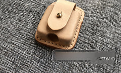 Mens Beige Leather Classic Handmade Zippo Lighter Cases Tan Zippo Lighter Holder with Belt Clip - iwalletsmen