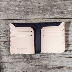 Beige Leather Men Slim Small Wallet Bifold Small Wallet for Men - iwalletsmen