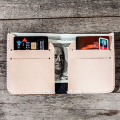 Beige Leather Men Slim Small Wallet Bifold Small Wallet for Men - iwalletsmen