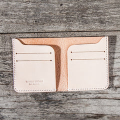 Beige Leather Men Slim Small Wallet Bifold Small Wallet for Men - iwalletsmen