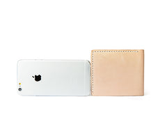 Handmade Beige Leather Mens billfold Wallet Bifold Front Pocket Small Wallet For Men - iwalletsmen