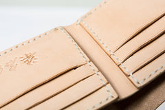 Handmade Beige Leather Mens billfold Wallet Bifold Front Pocket Small Wallet For Men - iwalletsmen