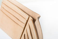 Handmade Beige Leather Mens billfold Wallet Bifold Front Pocket Small Wallet For Men - iwalletsmen