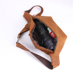 Best Brown Leather Fanny Packs Waist Bag Mens Top Sling Bag Bum Bags for Men