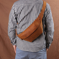 Best Brown Leather Fanny Packs Waist Bag Mens Top Sling Bag Bum Bags for Men