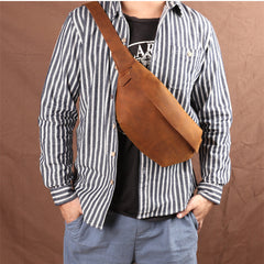 Best Brown Leather Fanny Packs Waist Bag Mens Top Sling Bag Bum Bags for Men