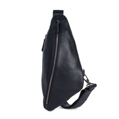 small sling bags for men Best Black Leather Men's Sling Bag Chest Bag Cool Streamline Sling Backpack For Men 