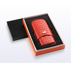 Best Red Leather Mens 3pcs Cigar Case Top Leather Cigar Case for Men