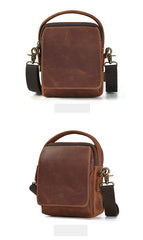 Best Coffee Leather Men's Vertical Handbag Side Bag iPad Mini Vertical Messenger Bag For Men