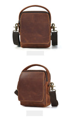Best Brown Leather Men's Vertical Handbag Side Bag iPad Mini Vertical Messenger Bag For Men