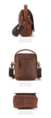 Best Coffee Leather Men's Vertical Handbag Side Bag iPad Mini Vertical Messenger Bag For Men