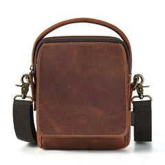 Best Coffee Leather Men's Vertical Handbag Side Bag iPad Mini Vertical Messenger Bag For Men