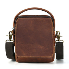 Best Brown Leather Men's Vertical Handbag Side Bag iPad Mini Vertical Messenger Bag For Men
