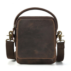 Best Coffee Leather Men's Vertical Handbag Side Bag iPad Mini Vertical Messenger Bag For Men