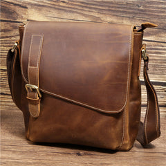 Best Coffee Leather Men's Vertical Side Bag 10 inches Vertical iPad Messenger Bag For Men