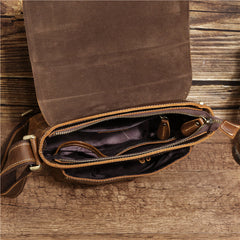 Best Coffee Leather Men's Vertical Side Bag 10 inches Vertical iPad Messenger Bag For Men