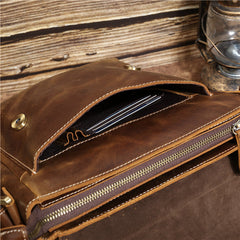 Best Coffee Leather Men's Vertical Side Bag 10 inches Vertical iPad Messenger Bag For Men