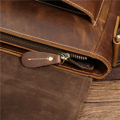 Best Coffee Leather Men's Vertical Side Bag 10 inches Vertical iPad Messenger Bag For Men