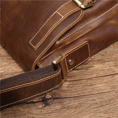 Best Coffee Leather Men's Vertical Side Bag 10 inches Vertical iPad Messenger Bag For Men
