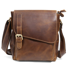 Best Coffee Leather Men's Vertical Side Bag 10 inches Vertical iPad Messenger Bag For Men