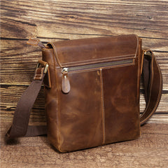 Best Coffee Leather Men's Vertical Side Bag 10 inches Vertical iPad Messenger Bag For Men