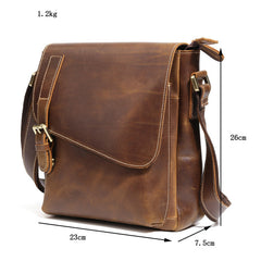Best Coffee Leather Men's Vertical Side Bag 10 inches Vertical iPad Messenger Bag For Men