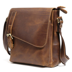 Best Coffee Leather Men's Vertical Side Bag 10 inches Vertical iPad Messenger Bag For Men