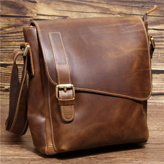 Best Coffee Leather Men's Vertical Side Bag 10 inches Vertical iPad Messenger Bag For Men