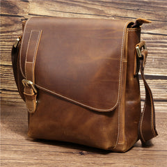 Best Coffee Leather Men's Vertical Side Bag 10 inches Vertical iPad Messenger Bag For Men