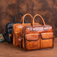 Best Brown Leather Mens Briefcase Brown Work Handbag 13 inches Laptop Business Bag For Men