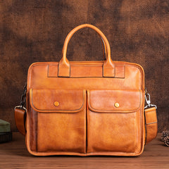 Best Brown Leather Mens Briefcase Brown Work Handbag 13 inches Laptop Business Bag For Men