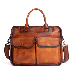 Best Brown Leather Mens Briefcase Brown Work Handbag 13 inches Laptop Business Bag For Men