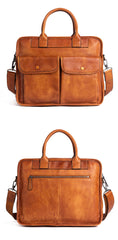 Best Brown Leather Mens Briefcase Brown Work Handbag 13 inches Laptop Business Bag For Men