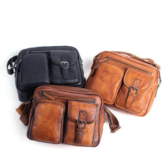 Best Black Leather SLR Camera Side Bag Crossbody Bag Roomy Messenger Bag for Men