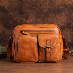 Best Black Leather SLR Camera Side Bag Crossbody Bag Roomy Messenger Bag for Men