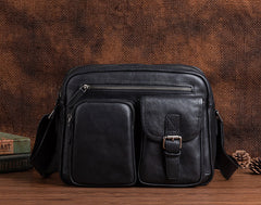 Best Black Leather SLR Camera Side Bag Crossbody Bag Roomy Messenger Bag for Men