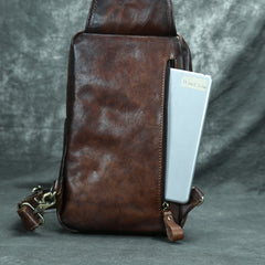 Best Coffee Leather Sling Bag - Back View - iwalletsmen