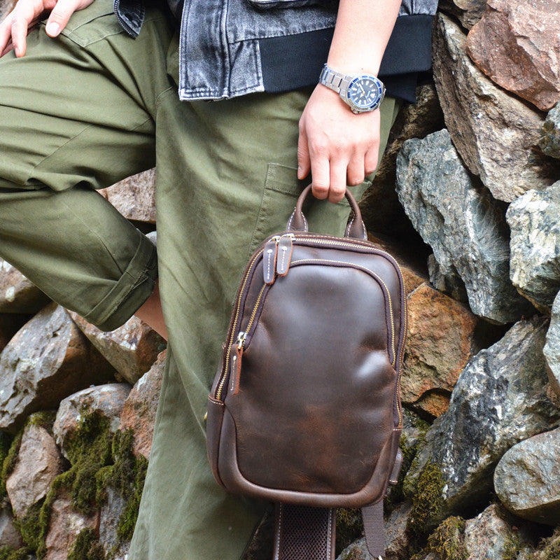 Vintage One Shoulder Bag For Men - Side View - iwalletsmen