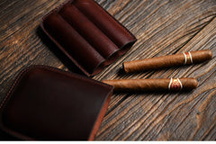 Best Coffee Leather Mens 3pcs Cigar Case Top 1pc Leather Cigar Case for Men