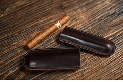 Best Coffee Leather Mens 3pcs Cigar Case Top 1pc Leather Cigar Case for Men