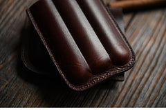 Best Coffee Leather Mens 3pcs Cigar Case Top 1pc Leather Cigar Case for Men