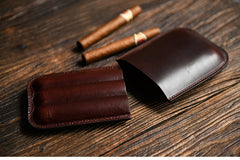 Best Coffee Leather Mens 3pcs Cigar Case Top 1pc Leather Cigar Case for Men